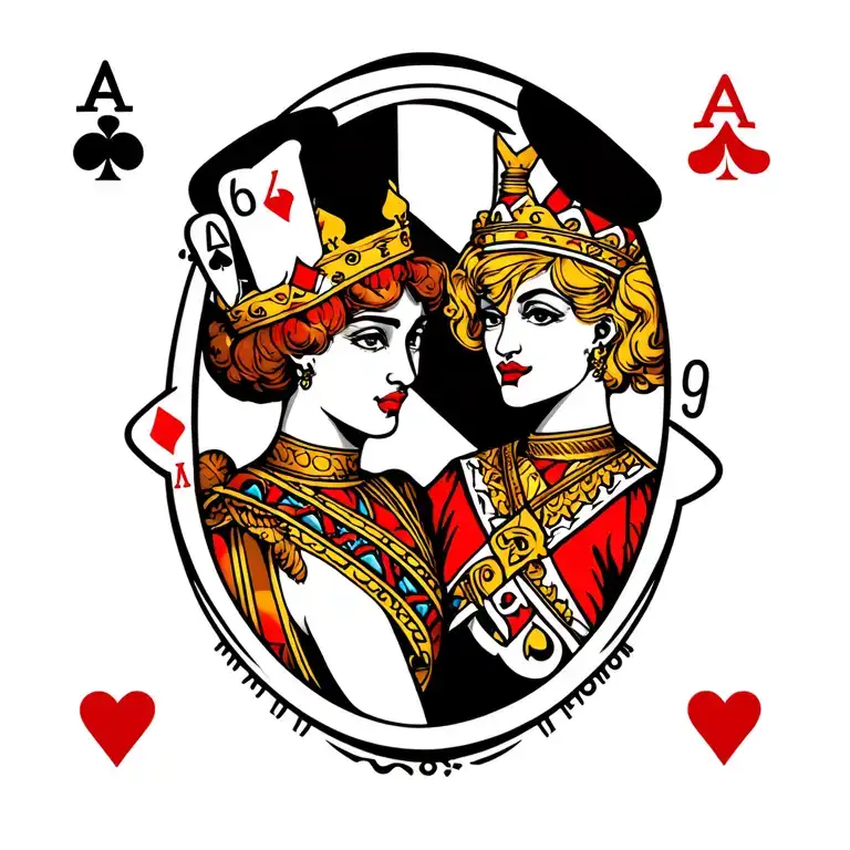 Las Vegas King And Queen Of Cards Logo With Color