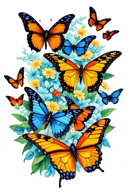 Lots Of Butterfly Flying