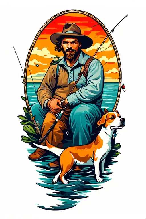 Man And Dog Fishing