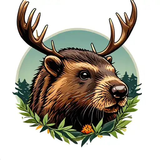 Beaver With Moose Antlers