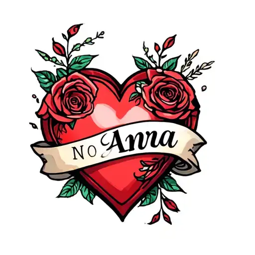 Name Anna Inside A Big Red Heart