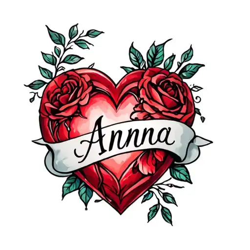 Name Anna Inside A Big Red Heart