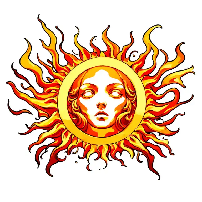 Sun Flames Between Chest