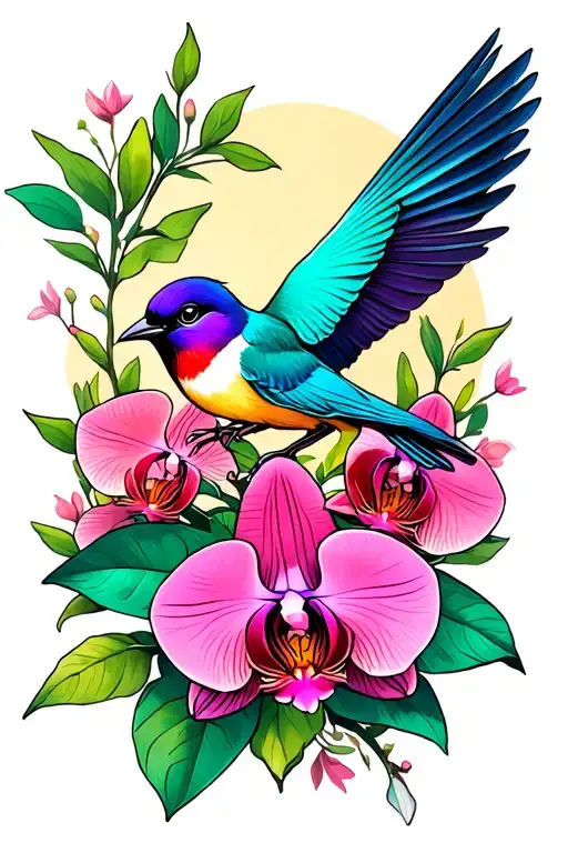 Orchid And Bird