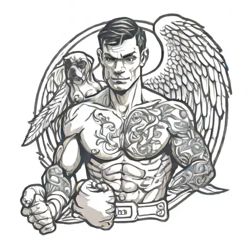 Boxer With Angel Holding
