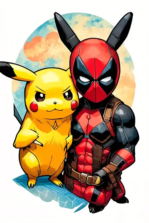 Pikachu And Deadpool Full Color