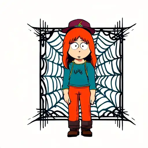 Kenny From The South Park With A Web Behind Her Back