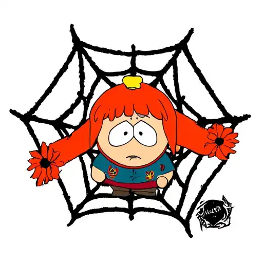 Kenny From The Cartoon South Park With A Web Behind Her Back