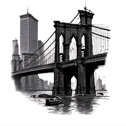 Small Brooklyn Bridge With City And Building