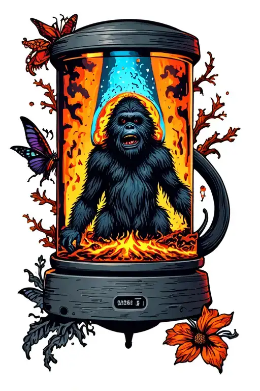 Lava Lamp Filled With Cryptids Like Bigfoot And Mothman