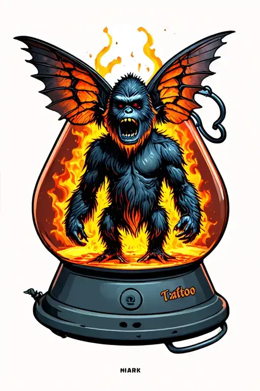 Lava Lamp Filled With Cryptids Like Bigfoot And Mothman Tattoo idea
