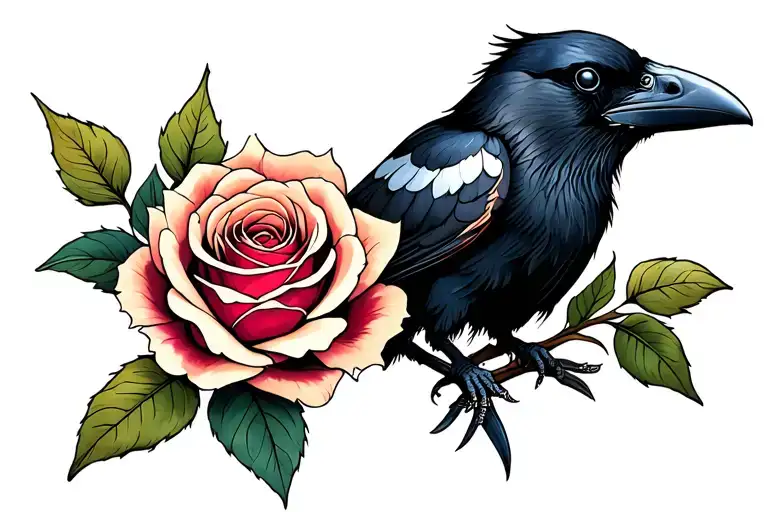 Raven And Rose With Poetic Elements
