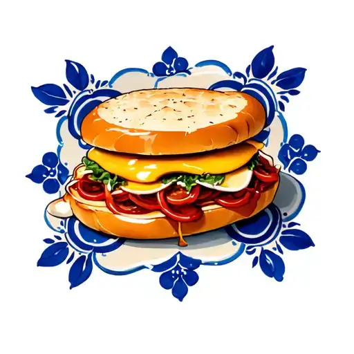 Francesinha Sandwich With An Azulejos Tile