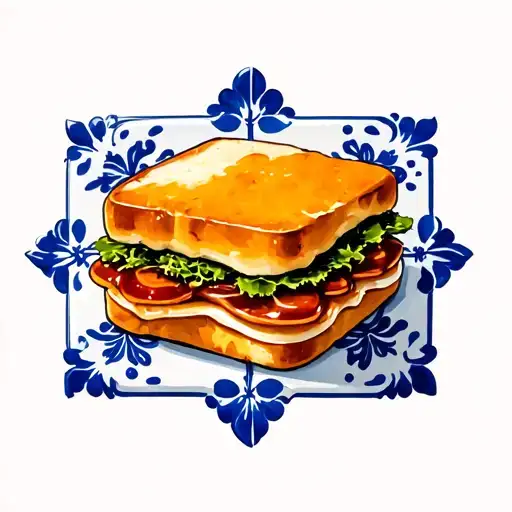 Francesinha Sandwich With An Azulejos Tile