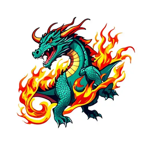 Bull And Fire Breathing Dragon