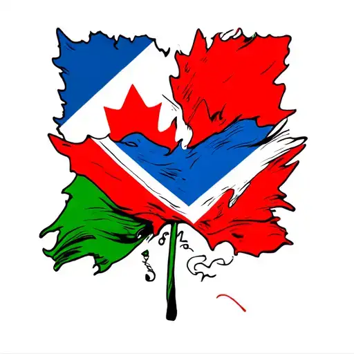 Costa Rica Flag And Canada Flag Intertwined