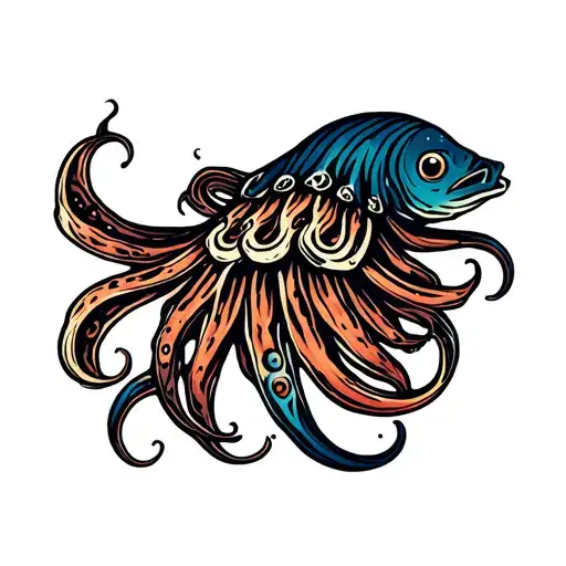 Cuttle Fish Gemini Sign Intertwined