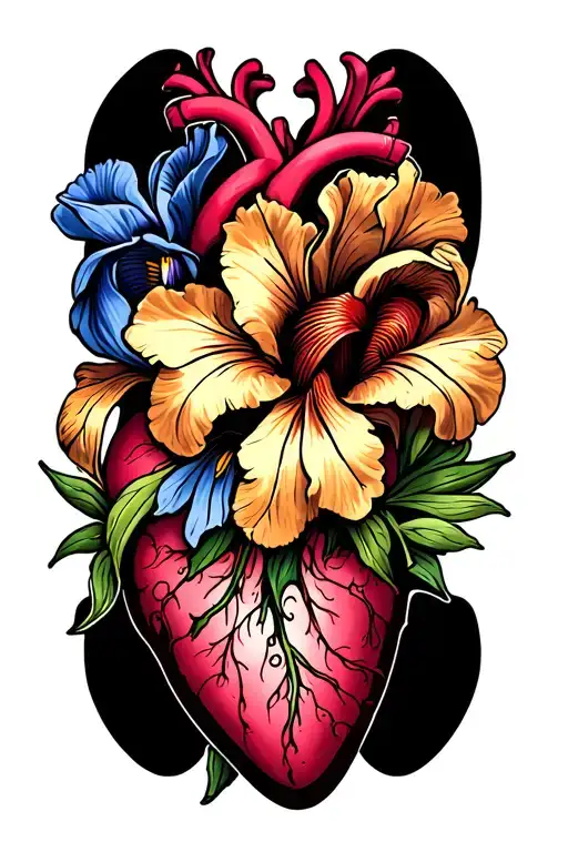 Heart And Iris Flower Intertwined