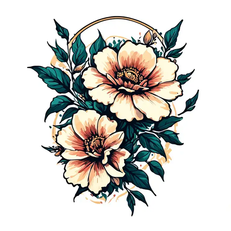 Male Tattoo Of Flowers