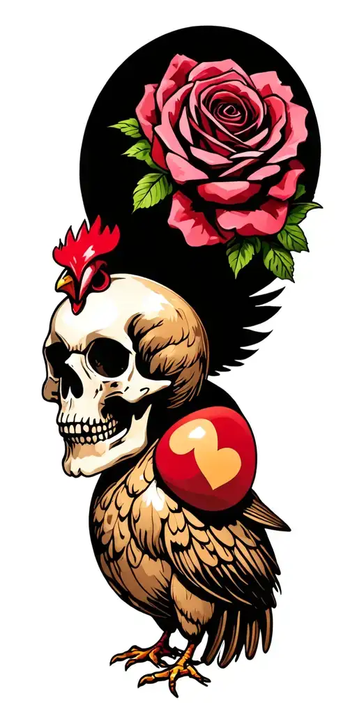 Skull Chicken And Eggs Roses And Hearts