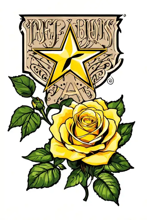 Yellow Rose With Texas Star