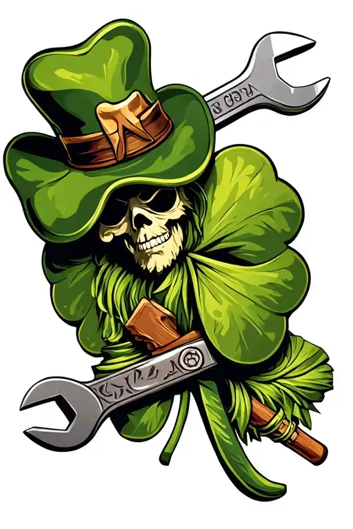 Irish Clover With A Wrench With Toolman On The Wrench