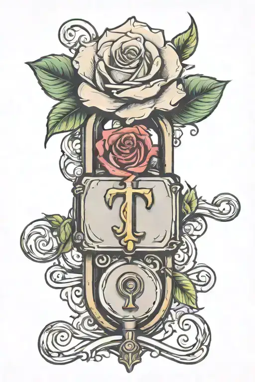 Lock With Letter T And Money Rose
