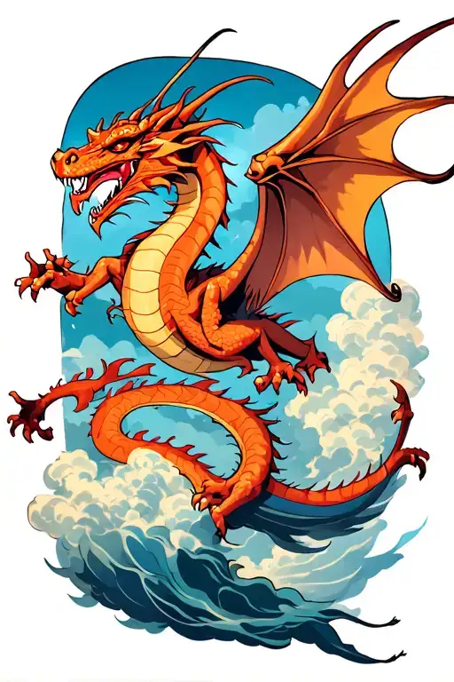 Old Dragon Flying And Weathers A Strom