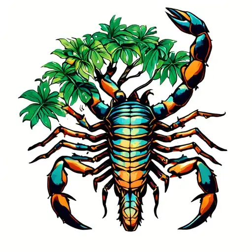 Scorpio Zodiac With Tropical Tree