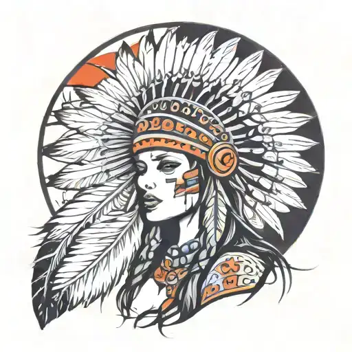 Warrior Woman With Feather Headdress