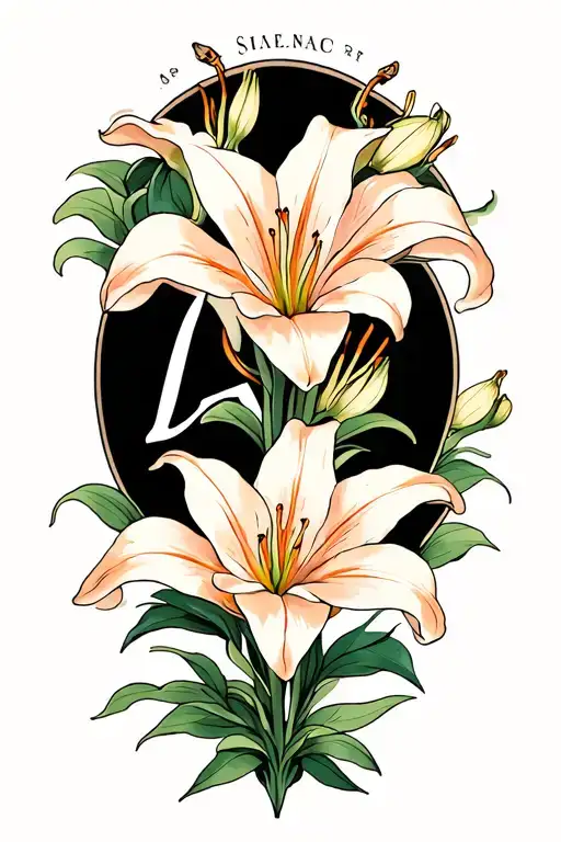 Lily Flower Spine Tattoo That Will Have Blended The Initial A And Will Spread On The Back Tattoo idea