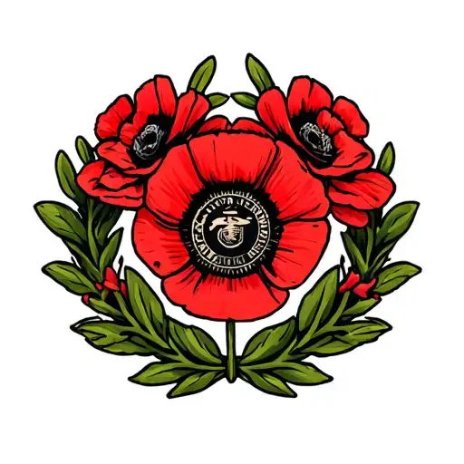 Marine Corp Rank Shoulder Patch Poppy Flower Wreath