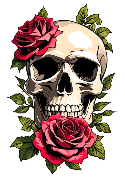 Skull And Roses Tribal