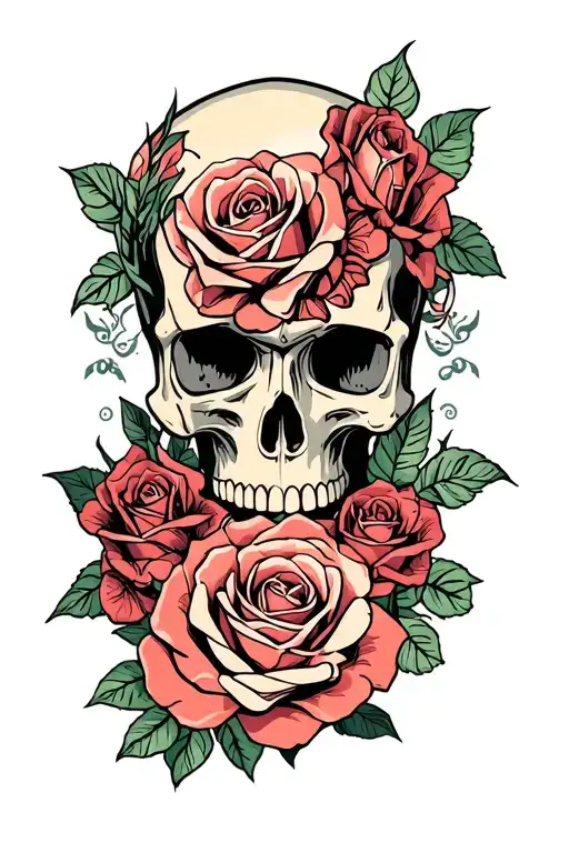 Skull Roses Tribal