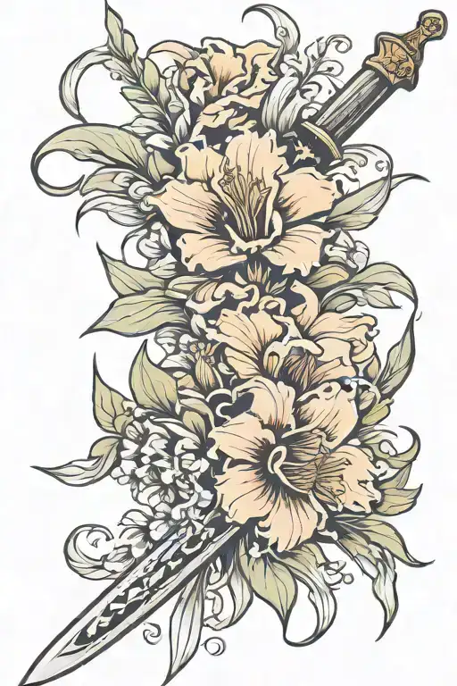 Gladiolus And Poppy Flower Wrapping Sword