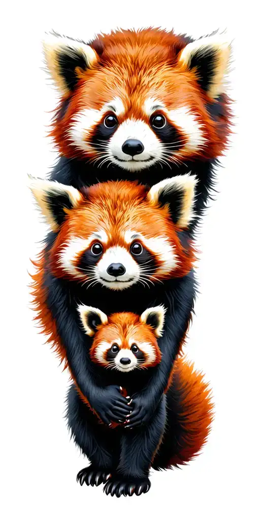 Red Panda Family Holding Hands