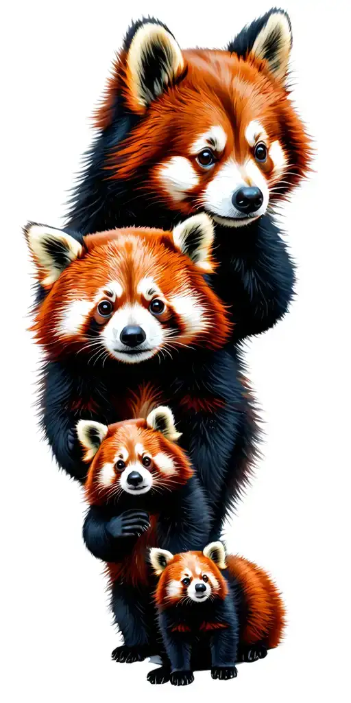Red Panda Family And Fo Dog