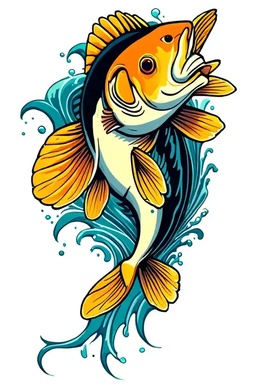 California Sheephead Fish Swimming In Water Waves