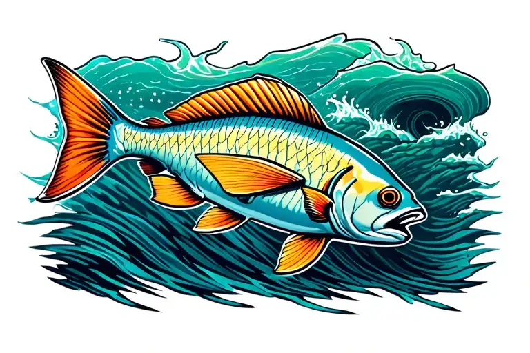 California Sheephead Fish Swimming In Water Waves