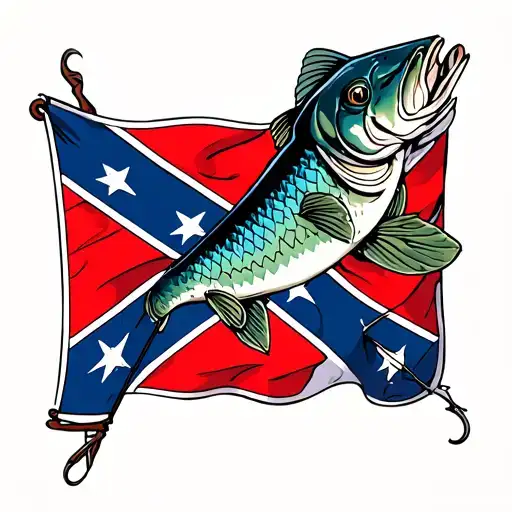 Confederate Flag With Treble Hooks And Catfish