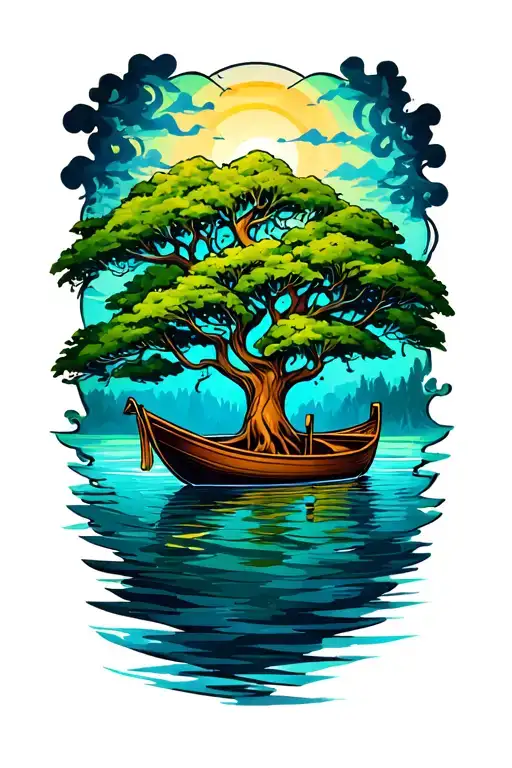 Boat Art Tree Intertwined