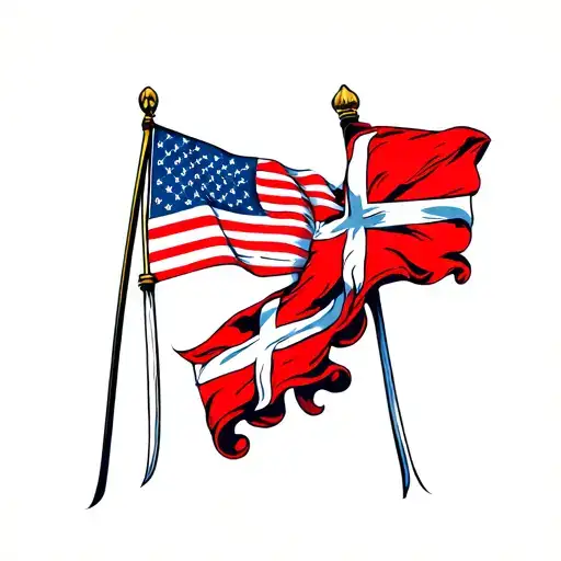 Danish And American Flags
