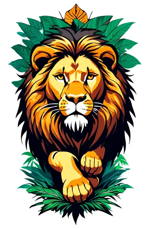 Shedu Lion Walking From A Jungle Thigh