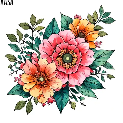 Name Tattoo Annasa With Flowers Blooming