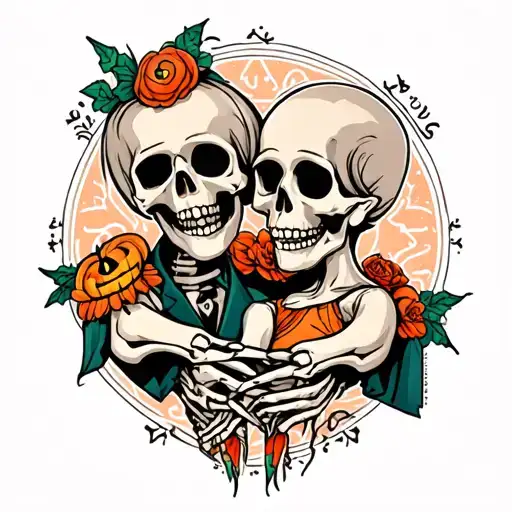 Couple Halloween Skeleton Hand Holding