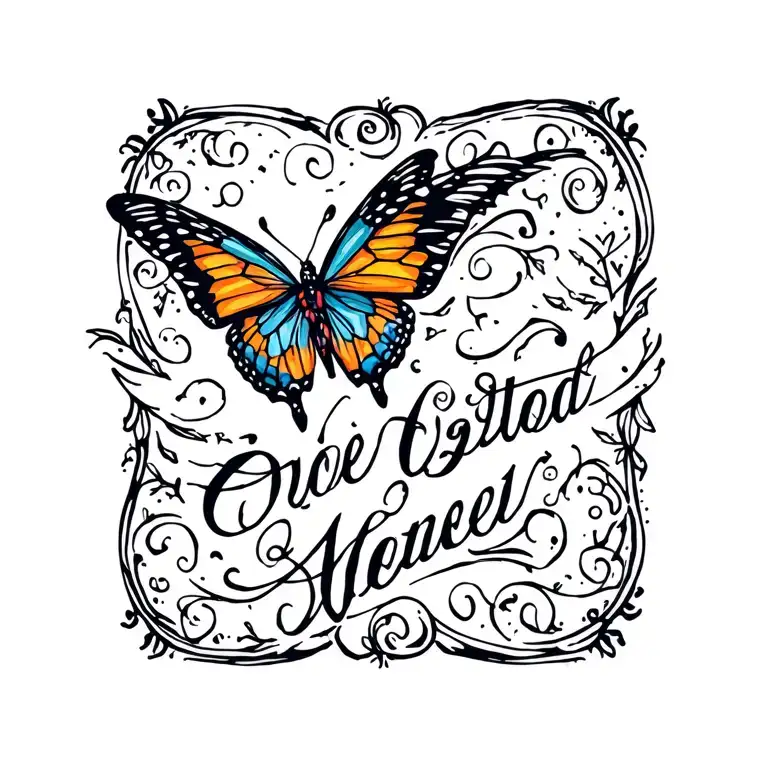 Words And Butterfly Flying