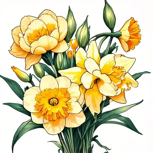 Daffodils Peony Narcissus Flower Bouquet