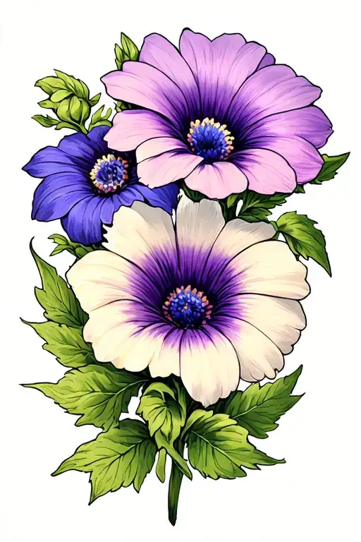 Aster Flower And Morning Glory Flower