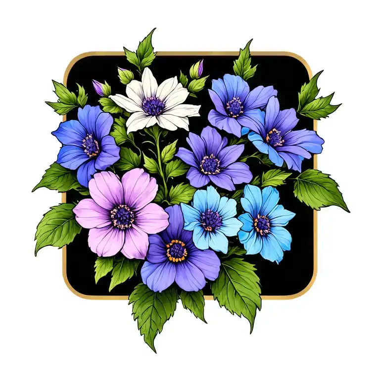 Aster Flower Intertwined With Morning Glories