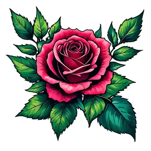 Roses And Leaves For Arm Sleeve With Vibrant Color